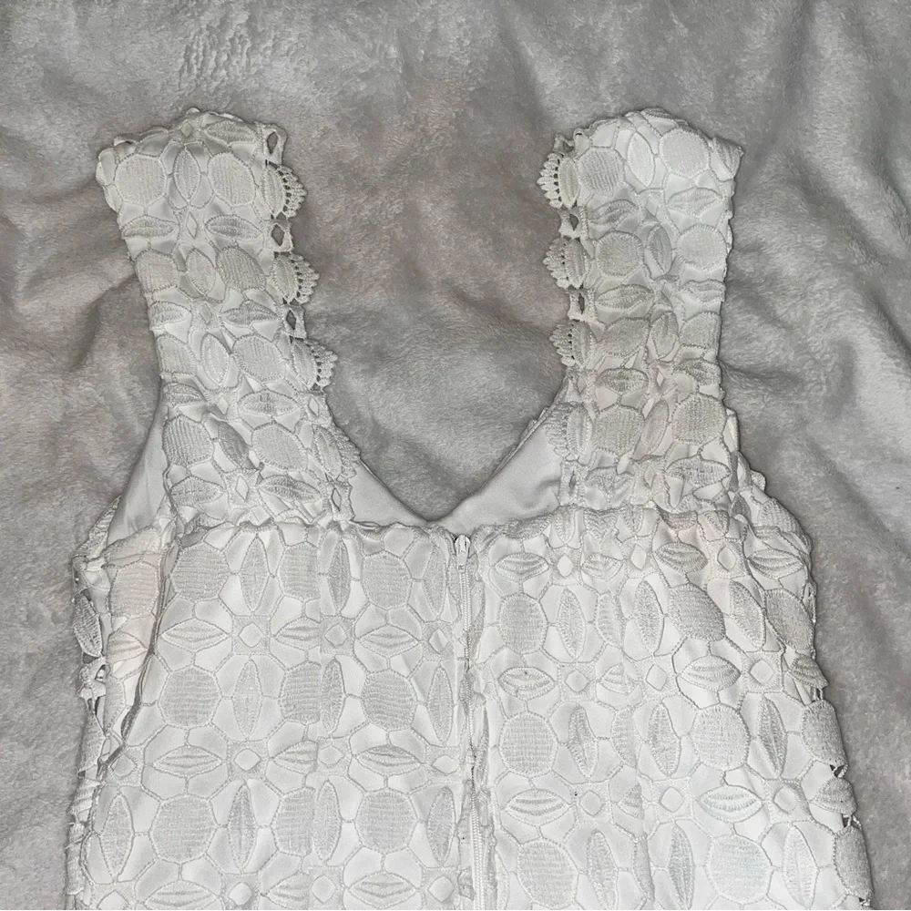 Bisou Bisou Ivory Lace Detail Midi Dress Size 6 Beautiful, Corset Back Split Hem